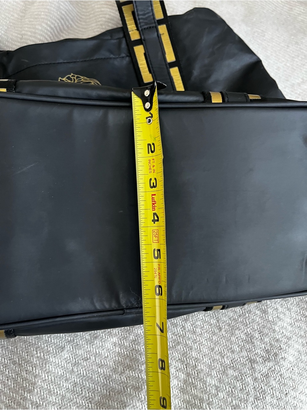 Versace Parfums Black Shoulder Bag Gold Medusa Logo Meandros Pattern Tote Bags - Picture 11 of 16